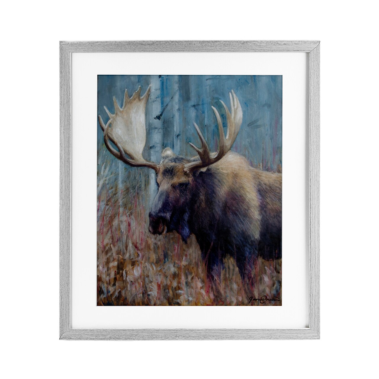 Stupell Industries Expressive Moose in Forest Framed Print Under Glass, design by James Corwin